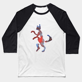 Red And Blue Walking Cat Baseball T-Shirt